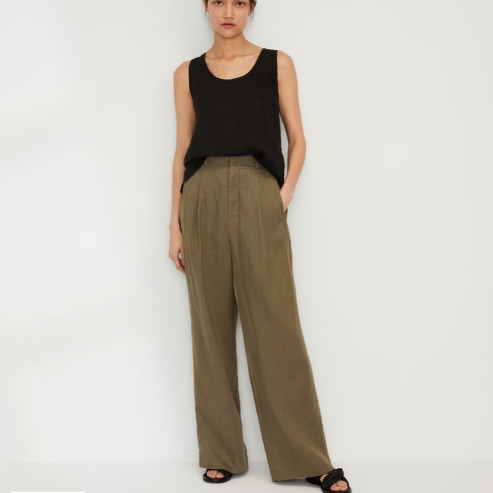 Everlane The Linen Way-High Drape Pant - Kalamata